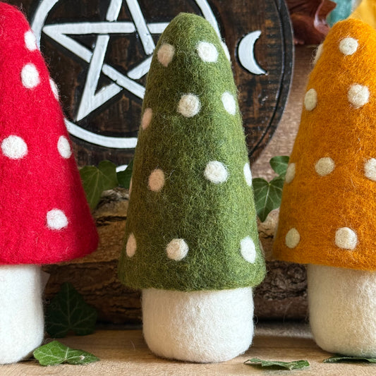 Step into the enchanted world of Buddhamoon, where forest dreams and woodland whimsy come alive. Our Felt Large Standing Mushroom Decoration is a playful delight—perfect for bringing a touch of pixie charm to your home. Decorate your mantle, desk, dresser, or any dry nook that could use a dash of magic and colour.