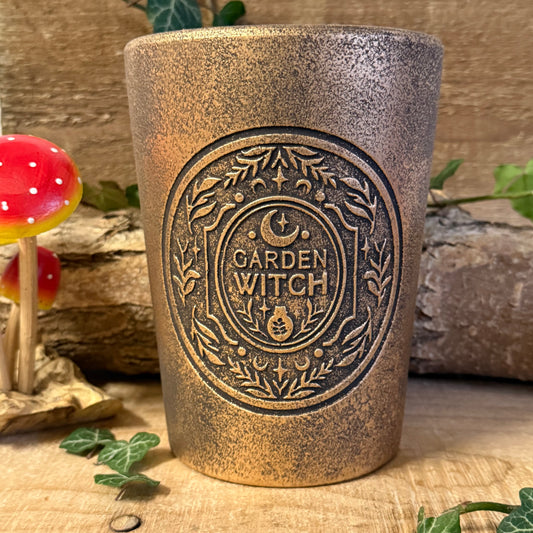 Garden Witch Terracotta Plant Pot – Bronze Effect Herb Planter

Grow herbs and botanicals in the Garden Witch bronze effect terracotta plant pot. Rustic witch design for altars, gardens, and patios.