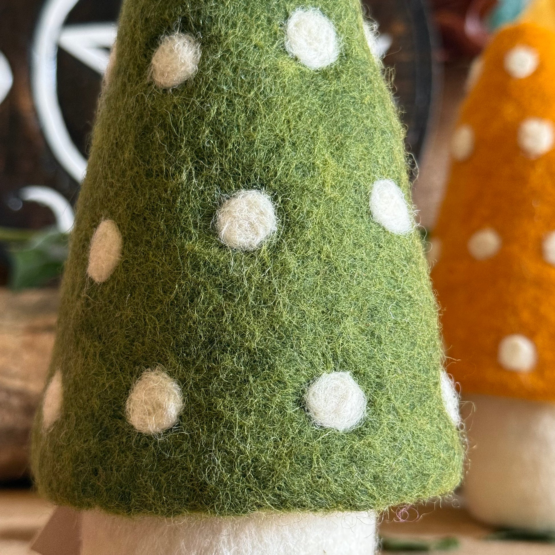 Step into the enchanted world of Buddhamoon, where forest dreams and woodland whimsy come alive. Our Felt Large Standing Mushroom Decoration is a playful delight—perfect for bringing a touch of pixie charm to your home. Decorate your mantle, desk, dresser, or any dry nook that could use a dash of magic and colour.