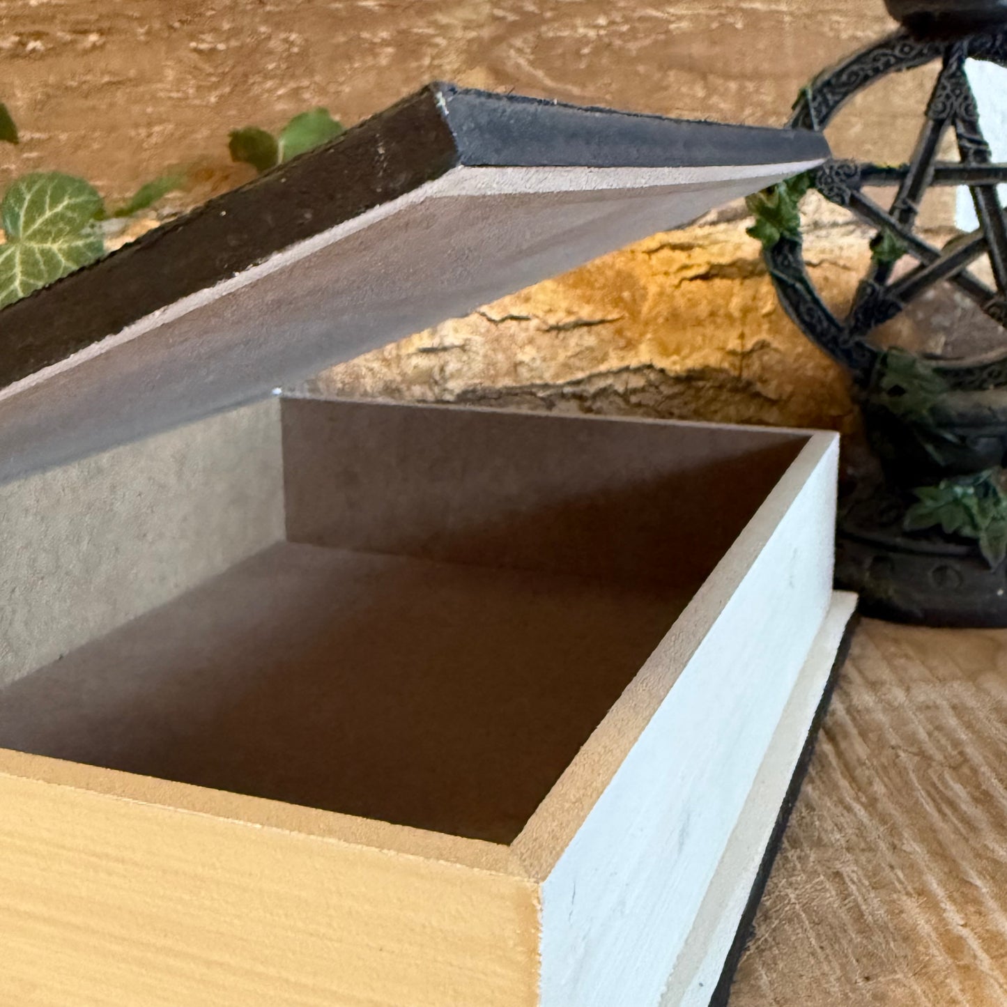 Store keys and jewellery in the Talking Board book shaped storage box. Black and gold mystical design from the Summon the Spirits collection.