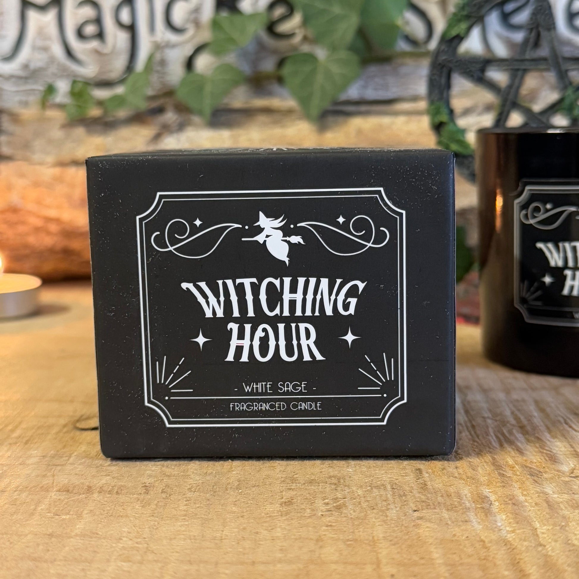 
"Discover the Witching Hour fragranced candle with captivating white sage aroma. Enjoy 21 hours of enchanting burn time, perfect for gifting or gothic home décor. Shop now!"