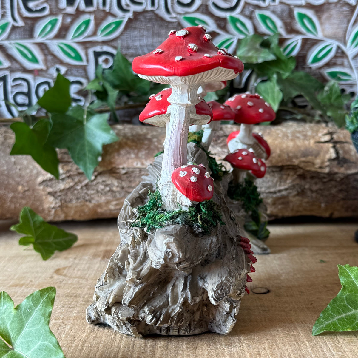 Nemesis Now Toadstool Trunk 15.2cm hand-painted resin mushroom sculpture with woodland detailing. Perfect for fairy collections and enchanted decor.