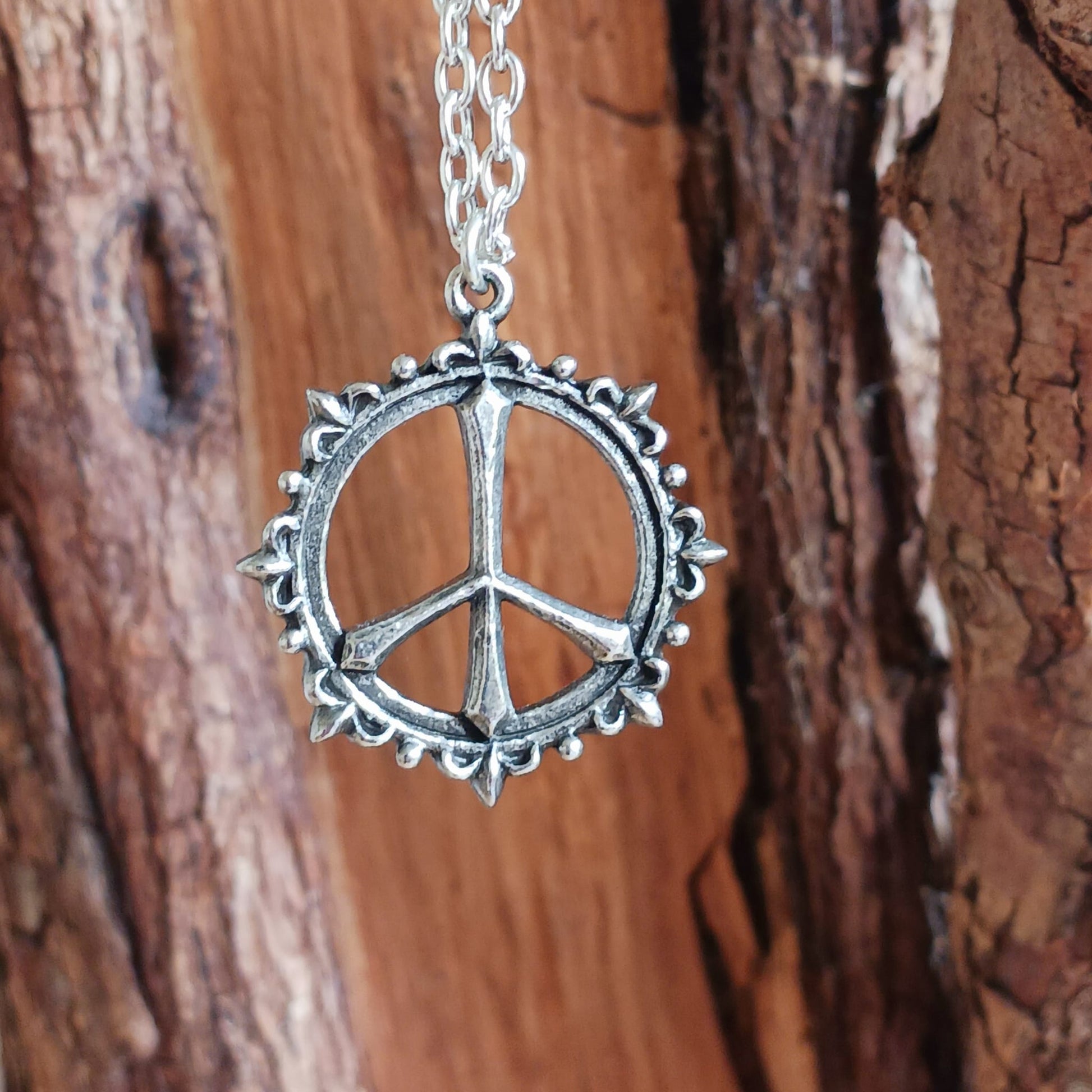 Pax pendant & Chain Alchemy Peace sign Goth Jewelry