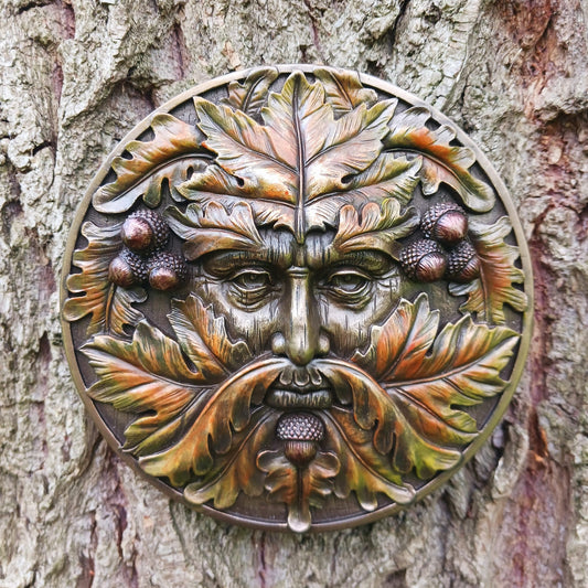 Bronzed Autumn Equinox Tree Spirit Wall Plaque