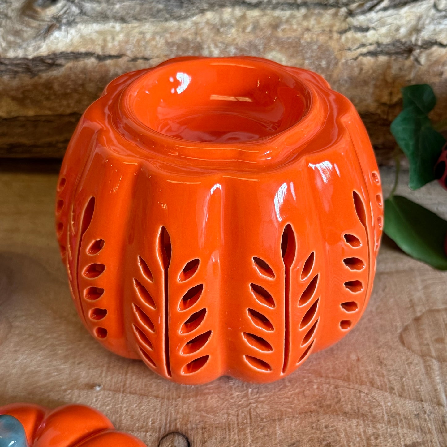 Orange Leaf Cut Out Pumpkin Oil Burner and Wax Warmer