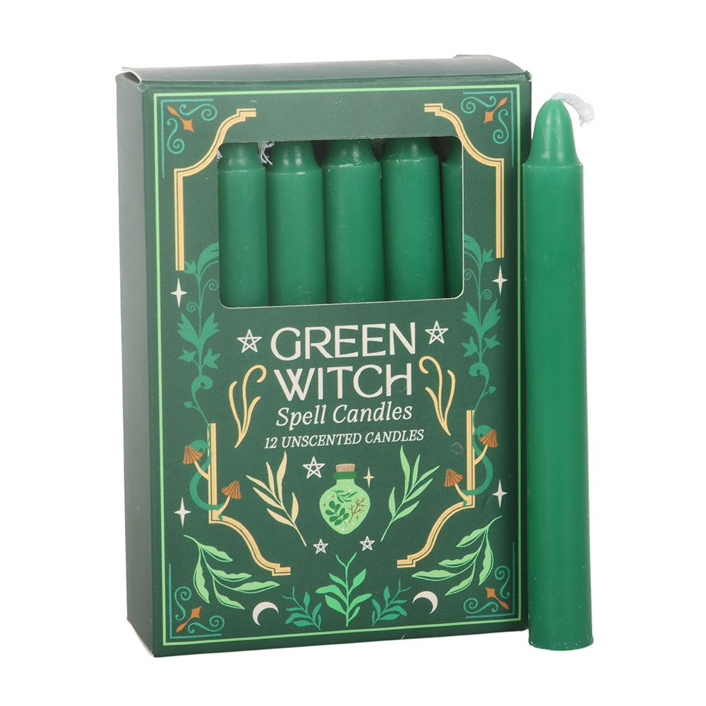 Green Witch Spell Candles – Pack of 12 Ritual & Intention Candles