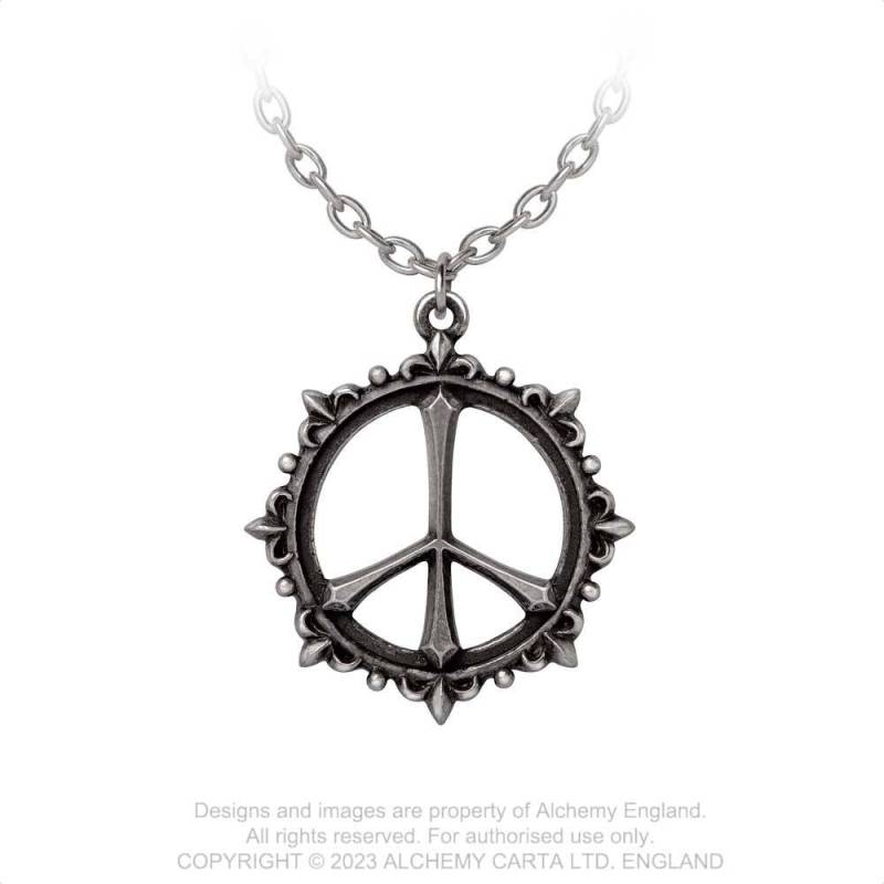 Pax pendant & Chain Alchemy Peace sign Goth Jewelry