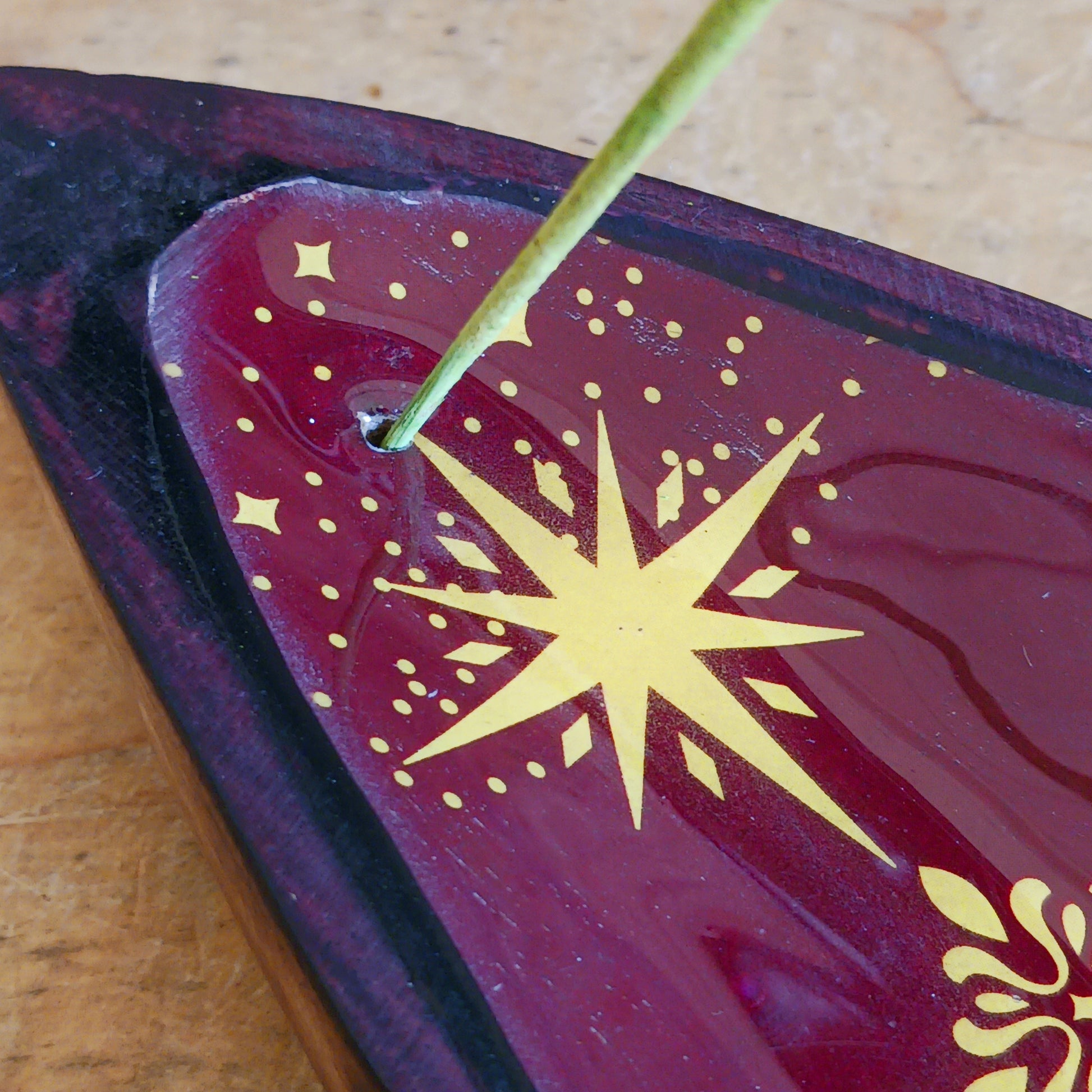 Channel mystical energy into your sacred space with this beautifully crafted Enamel Pentagram Incense Bowl. Featuring a vivid red enamel design with a central pentagram surrounded by celestial and elemental symbols, this striking incense holder is perfect for those who embrace witchcraft, Wiccan traditions, pagan spirituality, or magical rituals.