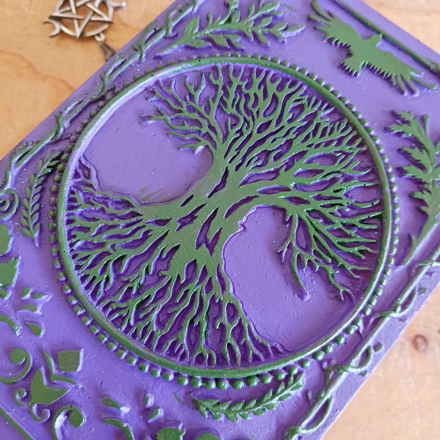 Bring magic, beauty, and function to your space with this exquisite hand-painted Tree of Life Wooden Box. Perfect for housing Tarot or Oracle decks, storing jewellery, trinkets, herbs, sage, spells, Feng Shui items, incense, stamps, and more, this vibrant box is as versatile as it is beautiful. The intricate Tree of Life design adds spiritual symbolism and charm, making it a stunning statement piece for your altar, desk, or shelf.