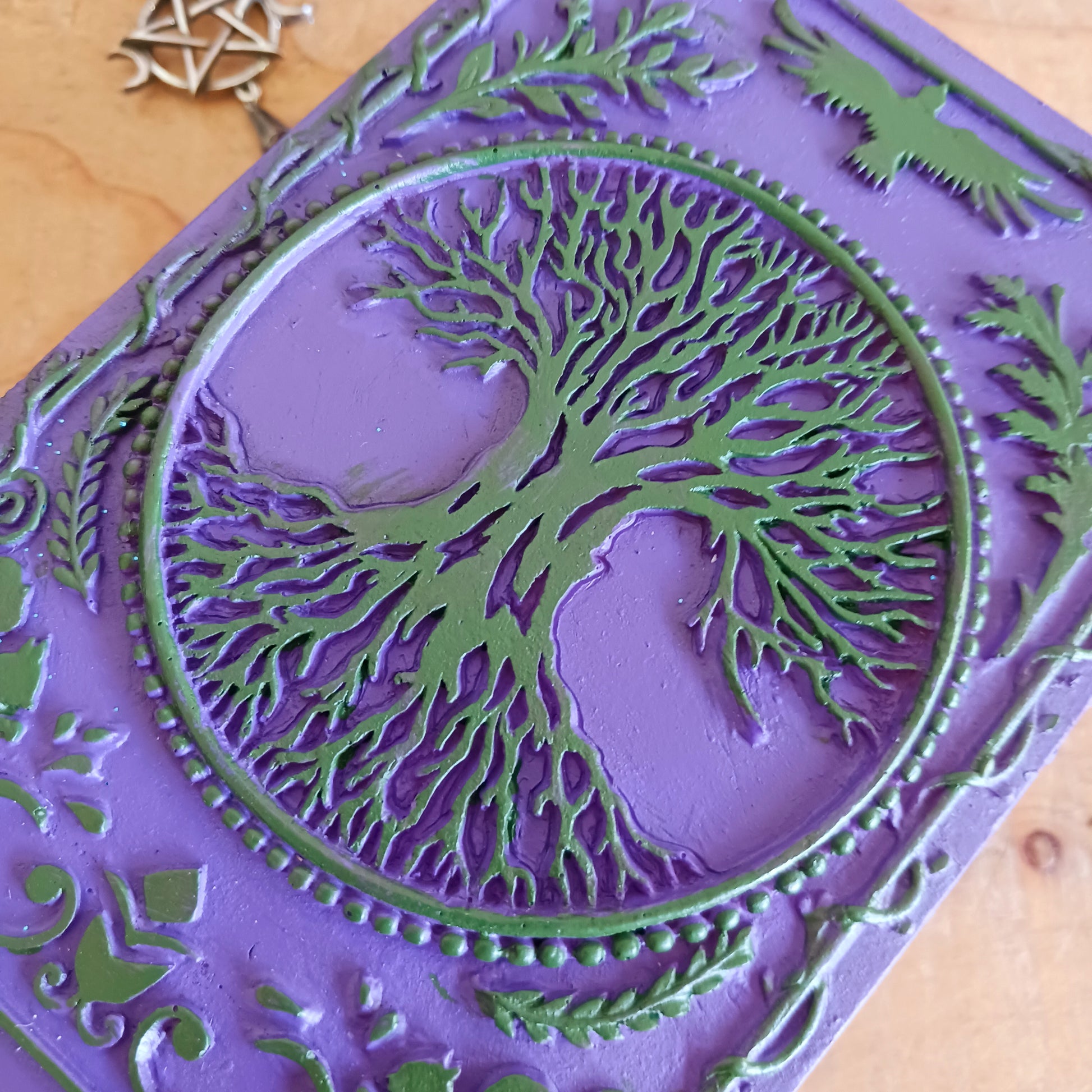 Bring magic, beauty, and function to your space with this exquisite hand-painted Tree of Life Wooden Box. Perfect for housing Tarot or Oracle decks, storing jewellery, trinkets, herbs, sage, spells, Feng Shui items, incense, stamps, and more, this vibrant box is as versatile as it is beautiful. The intricate Tree of Life design adds spiritual symbolism and charm, making it a stunning statement piece for your altar, desk, or shelf.