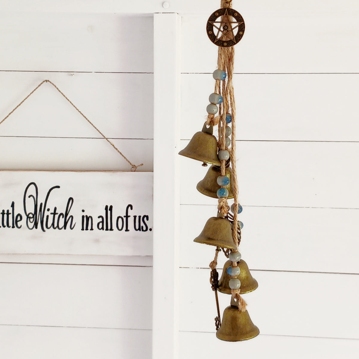 Invite positive energy into your home with these decorative Hanging Witch Protection Bells. Traditionally hung on or beside a doorway, witches' bells are associated with protection, spiritual cleansing and warding off negative energy. Their gentle ringing is believed in folk traditions to help clear unwanted energies and encourage a more peaceful atmosphere.