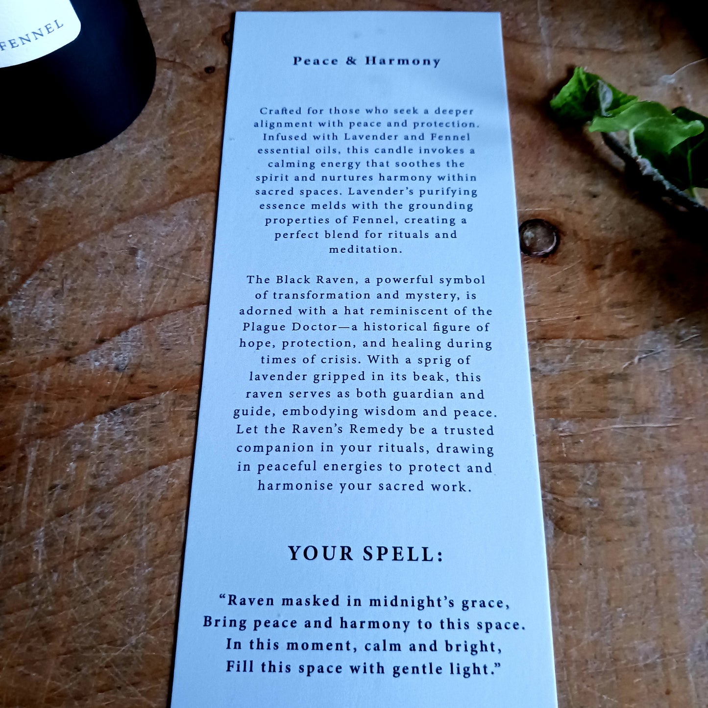 Restore balance and calm with the Ancient Witch Raven’s Remedy Candle – Peace &amp; Harmony, a powerful ritual candle created for healing, emotional clarity, and spiritual protection.