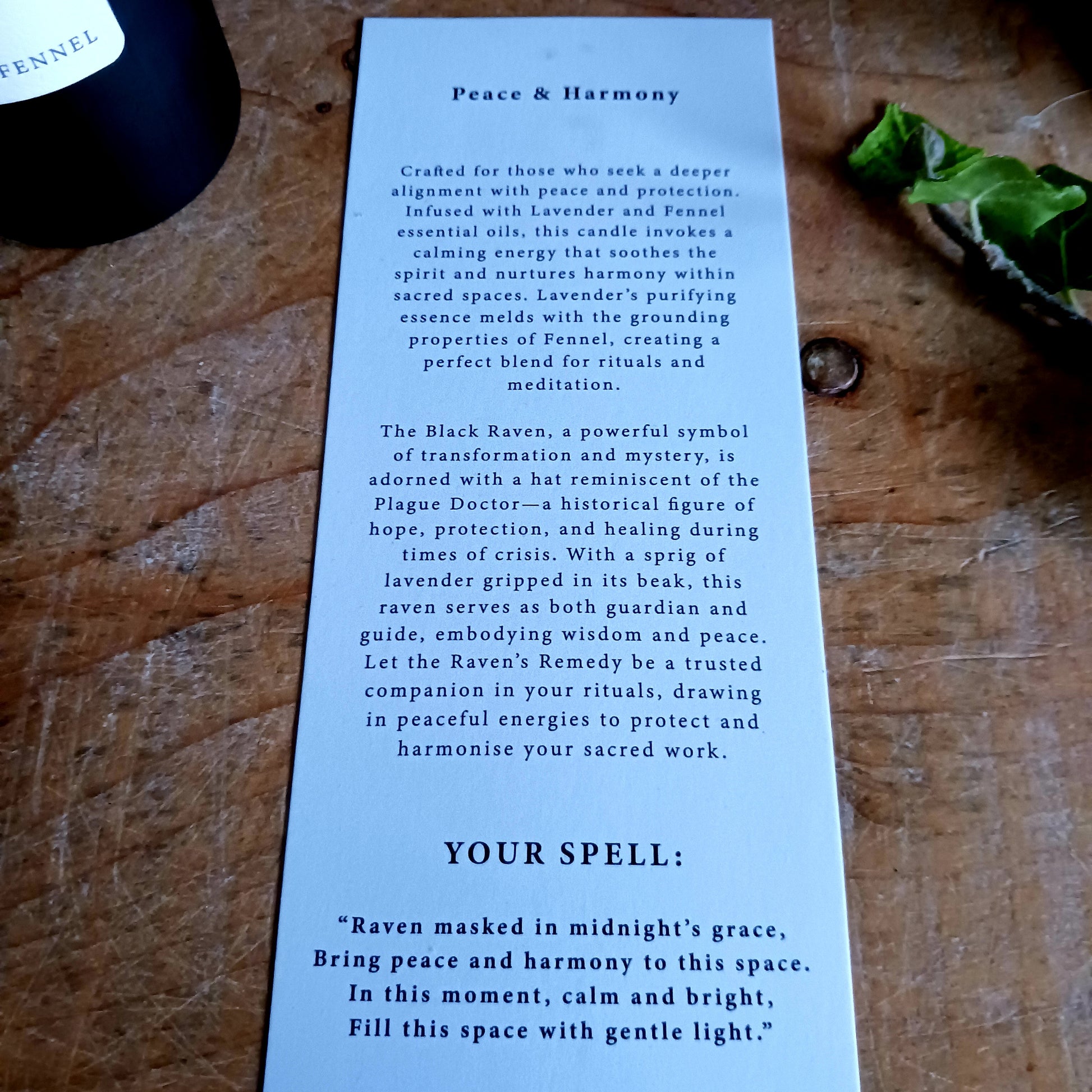 Restore balance and calm with the Ancient Witch Raven’s Remedy Candle – Peace &amp; Harmony, a powerful ritual candle created for healing, emotional clarity, and spiritual protection.