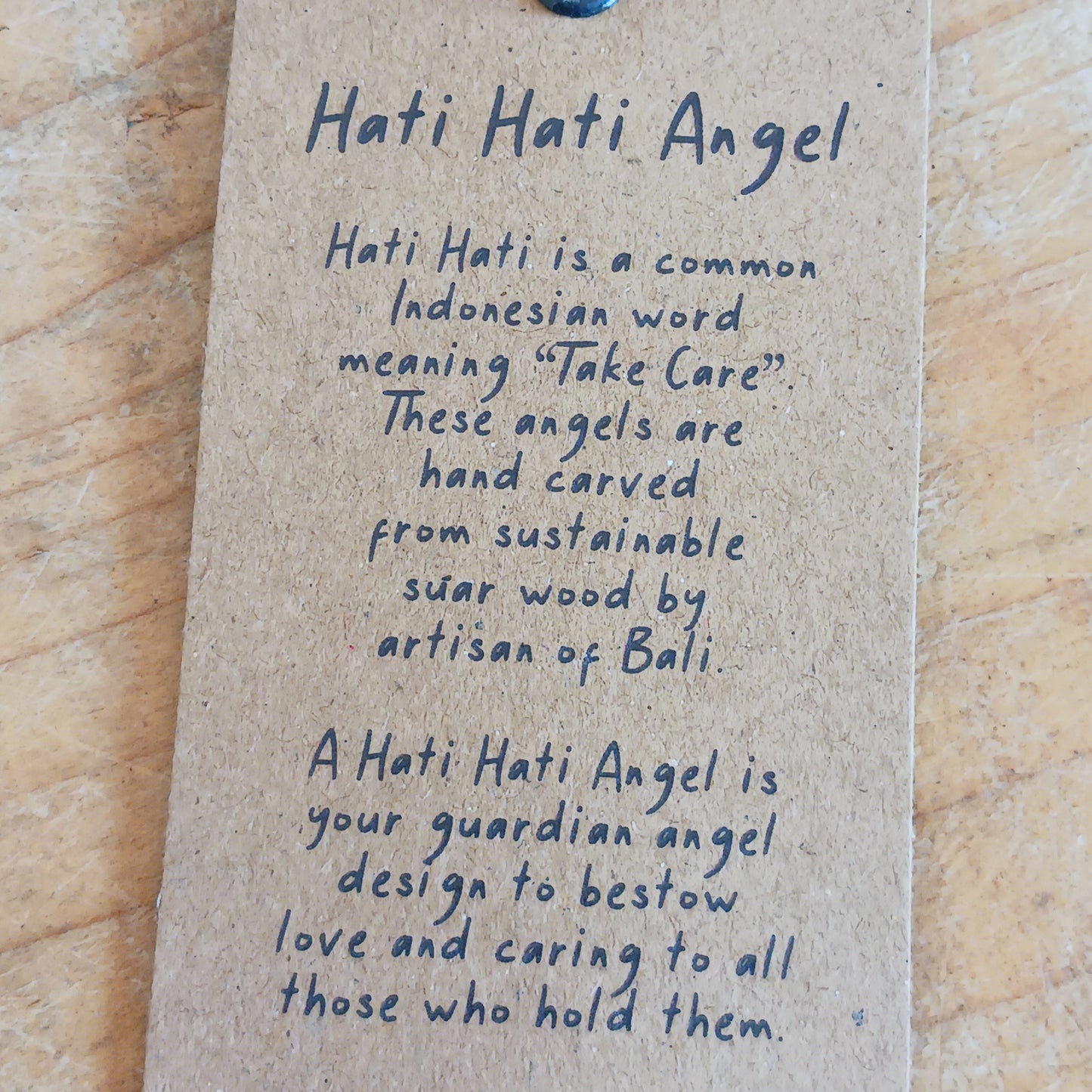 Share love, care, and cultural beauty with a hand-carved Hati-Hati Wooden Guardian Angel. Ethically crafted in the mountain villages of Indonesia, each angel is made from sustainable Suar wood – a tropical hardwood known for its durability and beautiful grain.