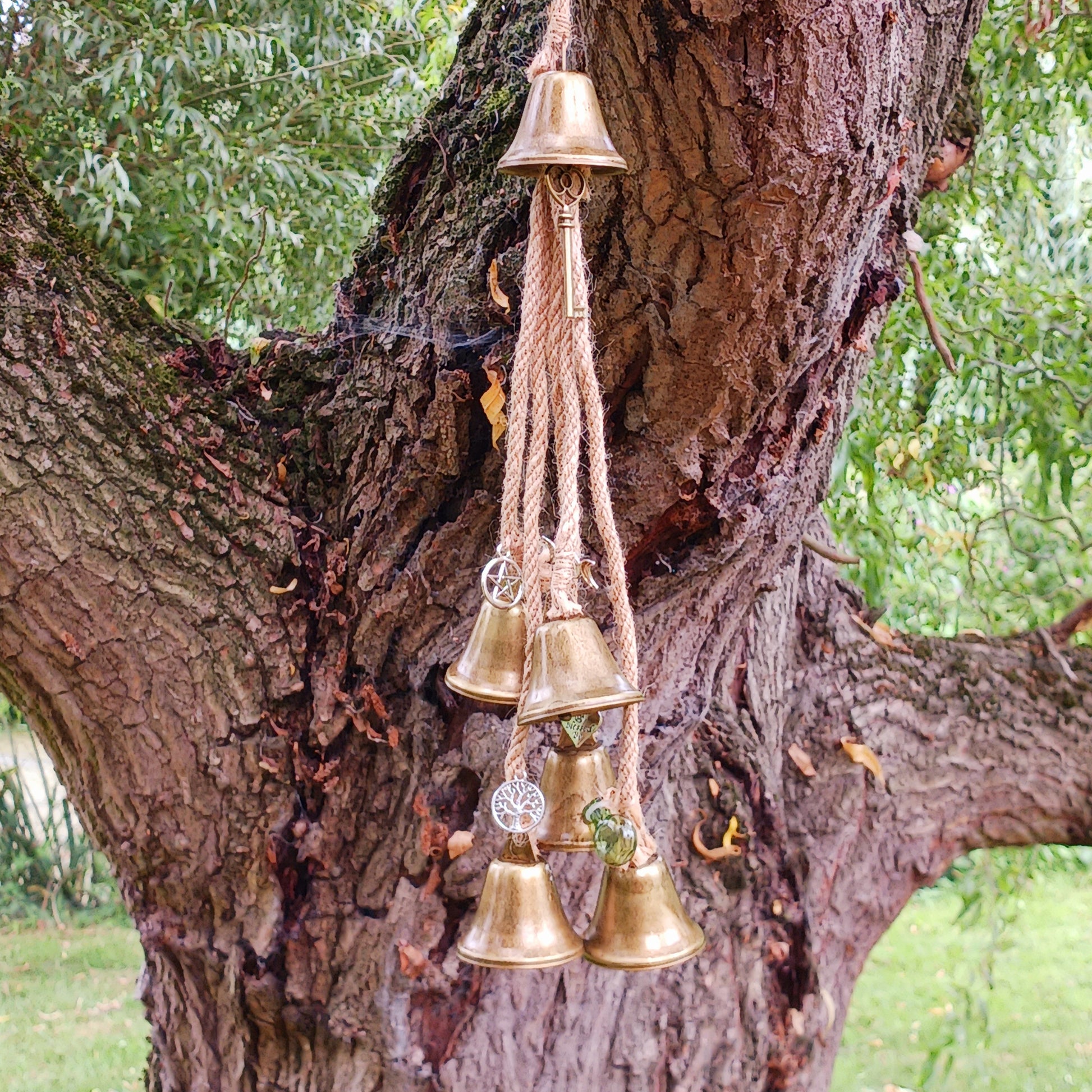 Transform your home into a sanctuary of peace and protection with these enchanting Witches Protection Bells. Each set includes beautifully crafted bells adorned with little charms, offering both visual elegance and soothing auditory magic.