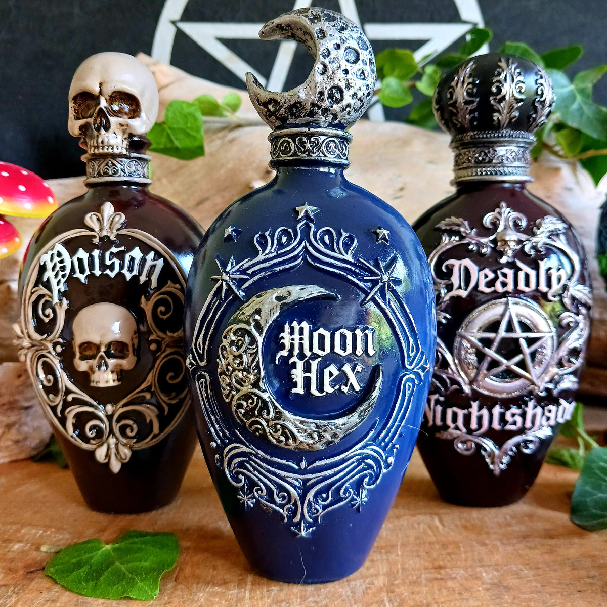 Add a touch of dark gothic elegance to your home with this striking Poison Potion Bottle decorative figurine. Designed to resemble a mysterious deadly potion bottle, it makes a dramatic addition to gothic, alternative, fantasy and Halloween-inspired interiors.