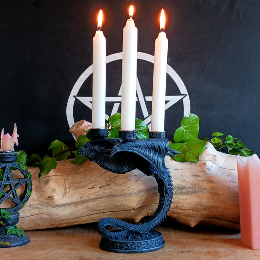 Bring bold fantasy energy into your space with this striking Gothic Dragon Candle Holder, designed to captivate and impress. Featuring a powerful dragon frozen mid-flight, this dramatic piece transforms any room into a mystical sanctuary.