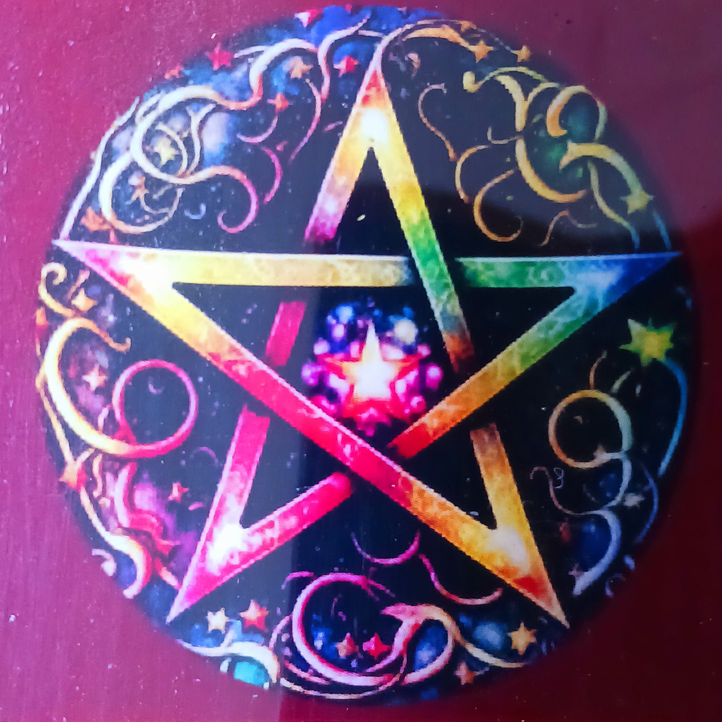 Channel mystical energy into your sacred space with this beautifully crafted Enamel Pentagram Incense Bowl. Featuring a vivid red enamel design with a central pentagram surrounded by celestial and elemental symbols, this striking incense holder is perfect for those who embrace witchcraft, Wiccan traditions, pagan spirituality, or magical rituals.