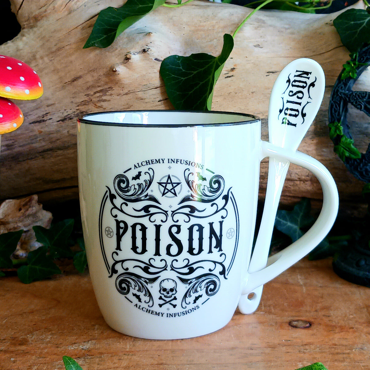 The Poison Mug & Spoon Set by Alchemy is crafted for those who know that beauty can deceive and danger can delight.