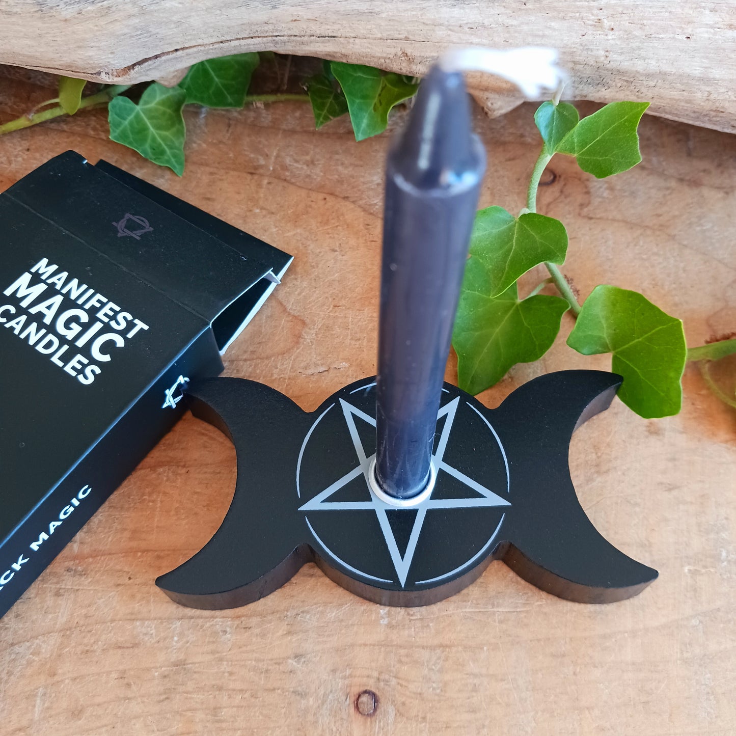 Bring a mystical touch to your altar or sacred space with this beautifully designed Triple Moon Spell Candle Holder. Perfectly sized to hold a single spell candle while it burns, it makes a practical and atmospheric addition to candle magic, rituals and spiritual practices.