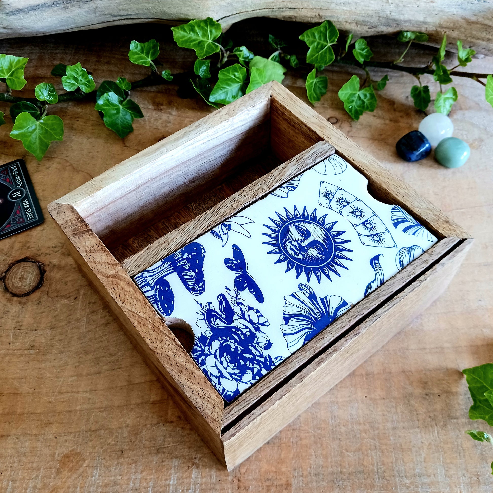 Elevate your spiritual practice with this beautifully crafted Ceramic Sun Tarot Card Box, designed for intuitive readers and ritual-focused practitioners. Featuring a striking ceramic sun symbol, this piece represents intuition, clarity, and spiritual balance—making it both a functional storage solution and a meaningful altar addition.