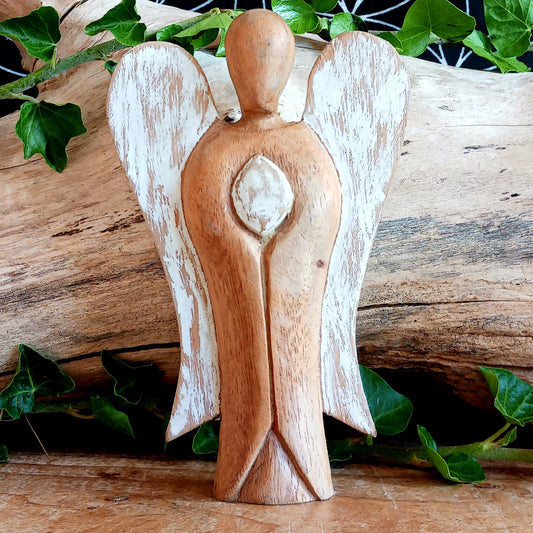 Share love, care, and cultural beauty with a hand-carved Hati-Hati Wooden Angel of Peace. Ethically crafted in the mountain villages of Indonesia, each angel is made from sustainable Suar wood – a tropical hardwood known for its durability and beautiful grain.