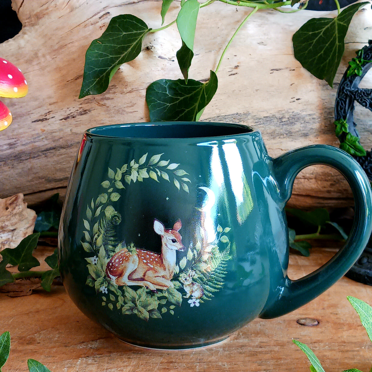 Bring a little woodland magic to your morning coffee or tea with this charming ceramic mug featuring a peaceful fawn and adorable bunny companion. Set among delicate forest leaves, the sweet woodland design creates a cosy, nature-inspired feel that's perfect for animal lovers.