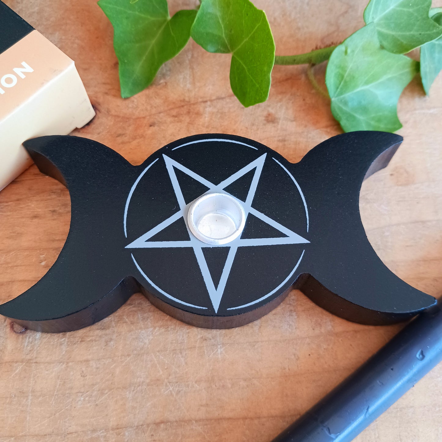 Bring a mystical touch to your altar or sacred space with this beautifully designed Triple Moon Spell Candle Holder. Perfectly sized to hold a single spell candle while it burns, it makes a practical and atmospheric addition to candle magic, rituals and spiritual practices.