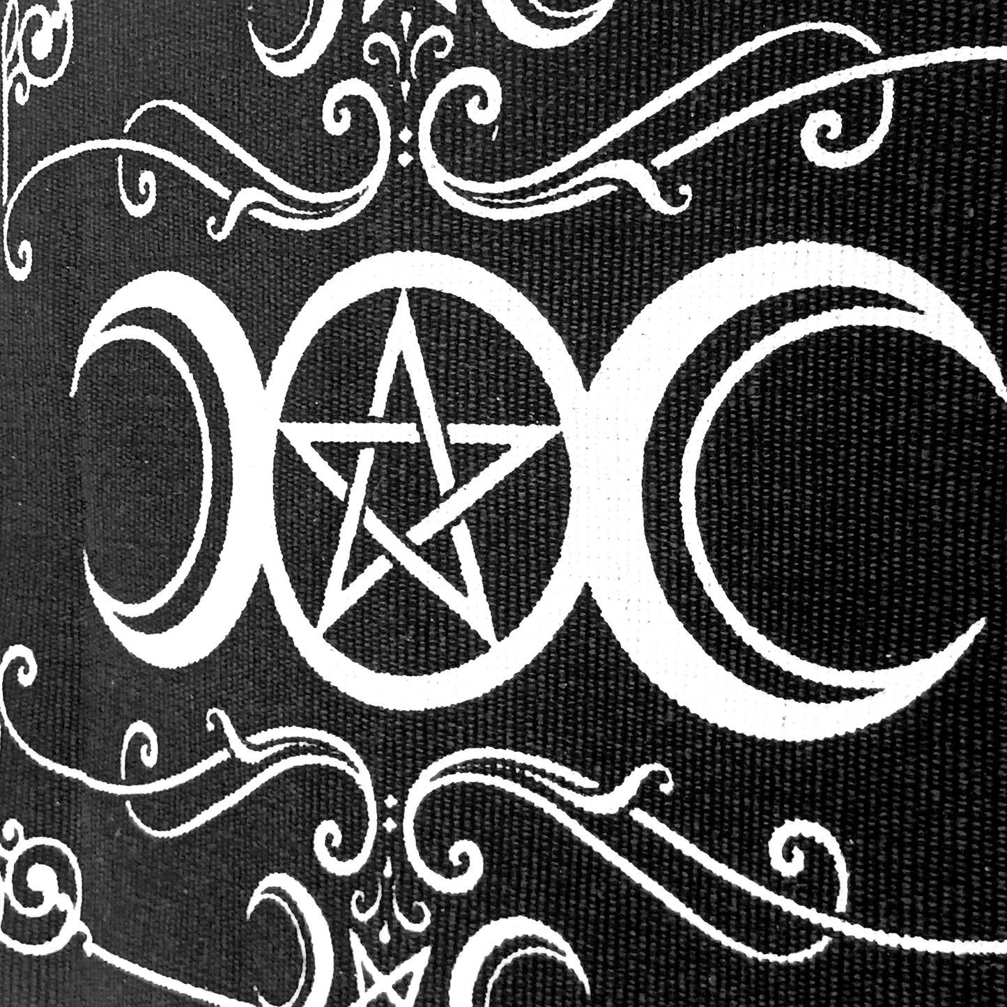 Invoke the sacred power of the lunar goddess with this Alchemy Gothic handwoven rug, beautifully depicting the eternal archetypes of Maiden, Mother, and Crone. Aligned with the moon's phases, this mystical tapestry blends symbolic femininity with ancient pagan wisdom, framed by the powerful elemental pentacle.